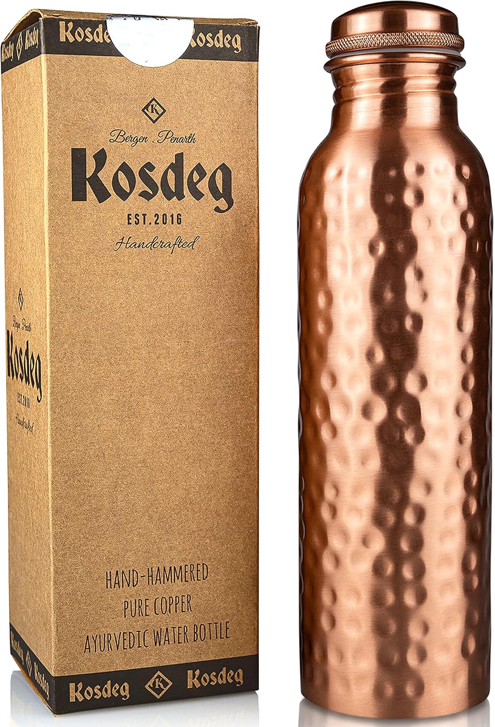 Ayurvedic & Herbal Wellness Kits - Botella de agua de cobre Kosdeg